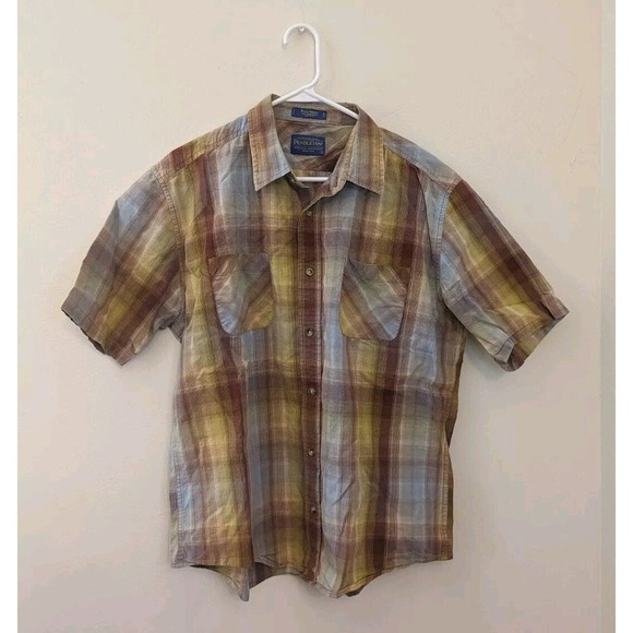 Pendleton Other - Pendleton Men's Button-up Shirt Wave Shirt Multicolor Plaid Sz L Short Sleeve